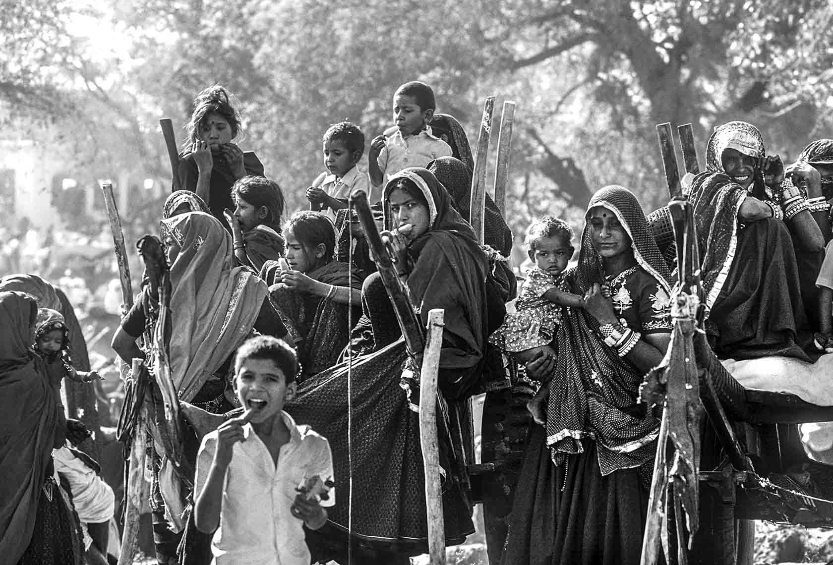 Children enjoying ice creams at a spring time fair in Rajasthan, 1986, Sudhir Kasliwal, photography