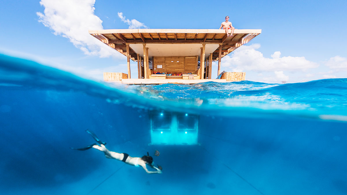 Underwater Room. The Manta Resort, Pemba, Zanzibar Archipelago travel, crazy hotels of the world, adventure, luxury
