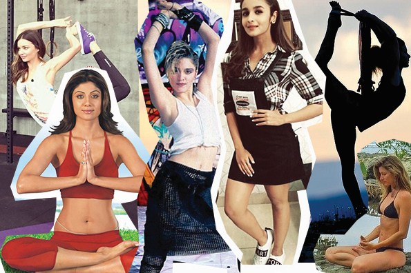 yoga and celebrities bollywood alia bhatt hollywood madonna kareena kapoor