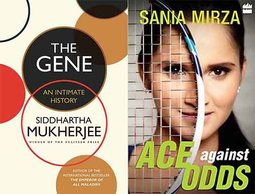 Books featured image, The Gene — An Intimate History, Ace Against Odds, Siddhartha Mukherjee, Sania Mirza, books