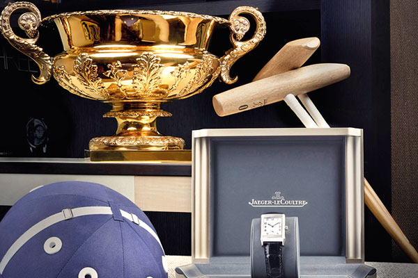 The Jaeger-LeCoultre Gold Cup for the British Open Polo Championship with engraved Reverso Grande Taille watches