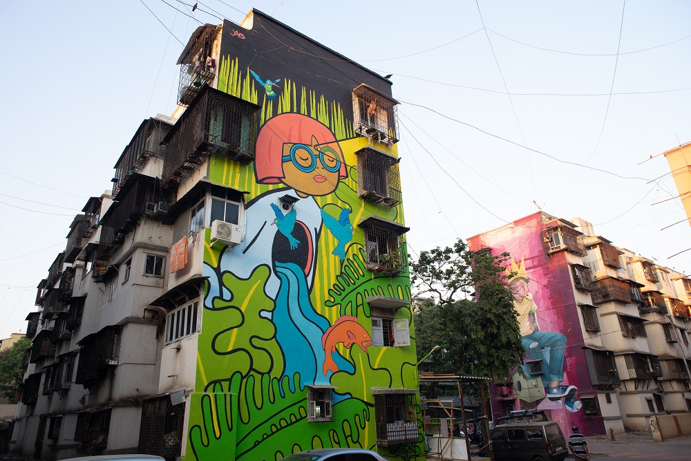 Art, Don't Mess With Me, Featured, Grafitti, Installation, Jas Charanjiva, Kulture Shop, Mahim East, Mumbai, Mural, Online Exclusive, St+art Festival 2018, St+Art India, St+art India Foundation, The Pink Lady